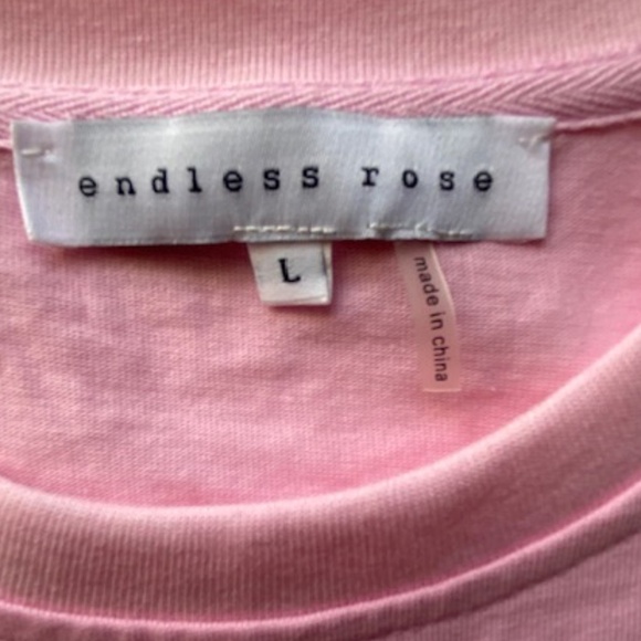Endless Rose Drop Shoulder Cropped Pink Top Size L - Picture 7 of 9